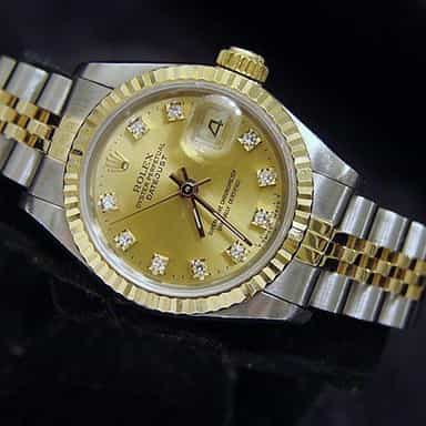 Ladies Rolex Two-Tone 18K/SS Datejust Champagne Diamond 69173 (SKU 9733094MT)