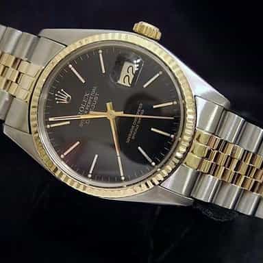 Mens Rolex Two-Tone 18K/SS Datejust Black  16013 (SKU 5555270MT)