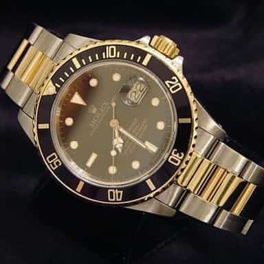 Mens Rolex Two-Tone 18K/SS Submariner Black  16803 (SKU R495646ANNCMT)