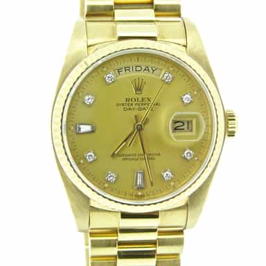 Mens Rolex 18K Gold Day-Date President Champagne Diamond 18038 (SKU 7303137MT)