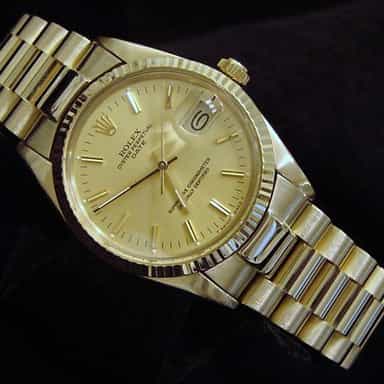 Mens Rolex 14K Yellow Gold Date Champagne  15037 (SKU 9534320BMT)