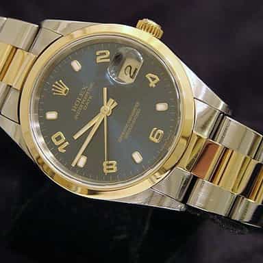 Mens Rolex Two-Tone 18K/SS Date Blue Arabic 15203 (SKU P654306MT)