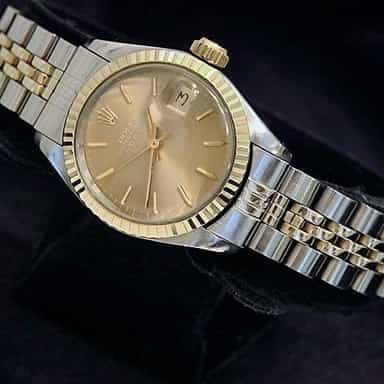 Ladies Rolex Two-Tone Date Watch 6917 with Bronze Dial and Oval Jubilee Band (SKU 3764307MT)