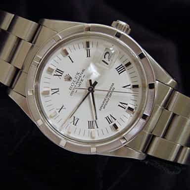 Mens Rolex Stainless Steel Date White Roman 15010 (SKU 8206602MT)