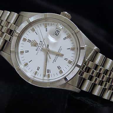 Mens Rolex Stainless Steel Date White Roman 15010 (SKU 7069842MT)