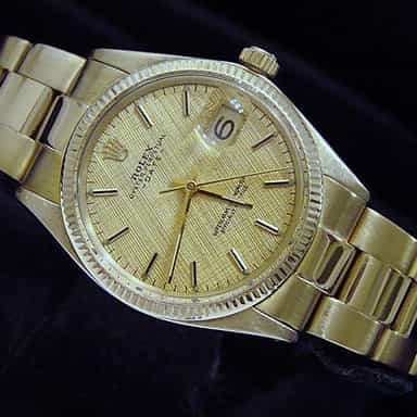 Mens Rolex 14K Yellow Gold Date Gold Linen 1503 (SKU 3072594BMT)