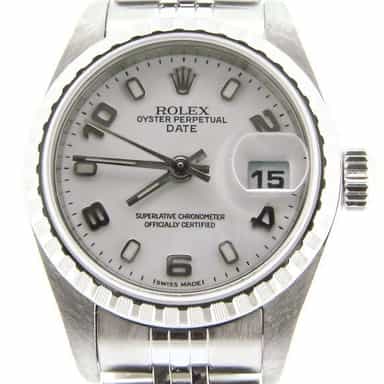 Rolex Stainless Steel Ladies Date Watch White Arabic Dial 79240 (SKU y263216NMT)