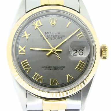 Mens Rolex Two-Tone 18K/SS Datejust Slate Roman 16013 (SKU B6589865NMT)