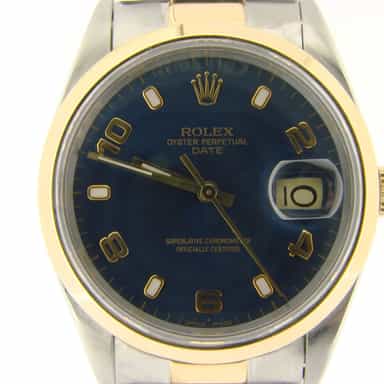 Mens Rolex Two-Tone 18K/SS Date Blue Arabic 15203 (SKU U311254NMT)