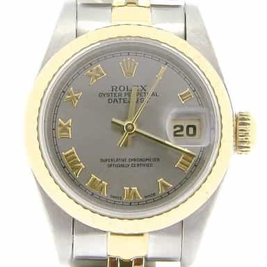 Ladies Rolex Two-Tone 18K/SS Datejust Gray Slate Roman 69173 (SKU G9173RNMT)