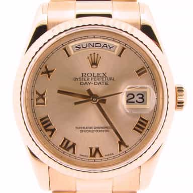 Mens Rolex 18K Gold Day-Date President Rose Roman 118235 (SKU P807678NT)