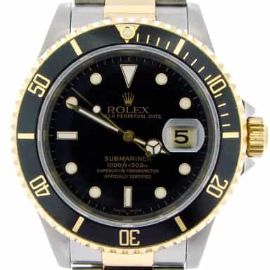 Mens Rolex Two-Tone 18K/SS Submariner Black  16613 (SKU X516568NBCMT)
