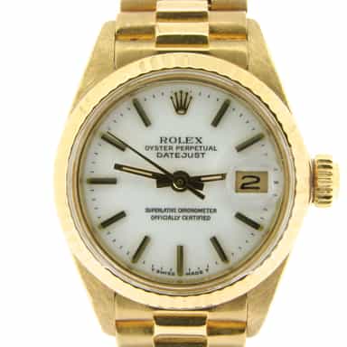 Ladies Rolex 18K Yellow Gold Datejust President White  6917 (SKU 6616388NMT)
