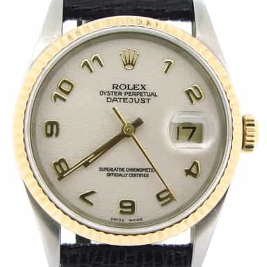 Mens Rolex Two-Tone 18K/SS Datejust White Arabic 16233 (SKU X402677NBLKBCMT)