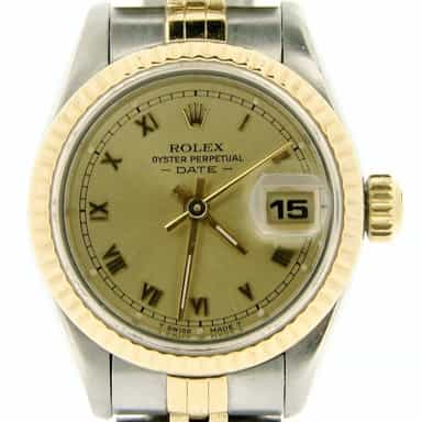 Ladies Rolex Two-Tone 18K/SS Date Champagne Roman 69173 (SKU 8285824NMT)