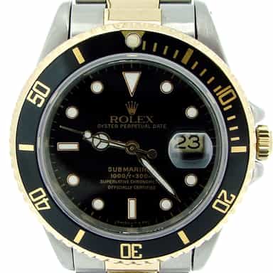 Mens Rolex Two-Tone 18K/SS Submariner Black  16803 (SKU 9019483NNCMT)