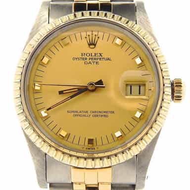 Mens Rolex Two-Tone Date Watch with Gold Champagne Dial 15053 (SKU 7429818NMT)