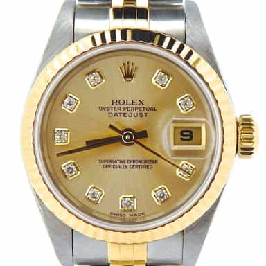 Ladies Rolex Two-Tone 18K/SS Datejust Champagne Diamond 69173 (SKU U416103NMT)