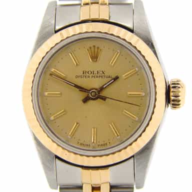 Ladies Rolex Two-Tone 18K/SS Oyster Perpetual Champagne  67193 (SKU R408479NMT)