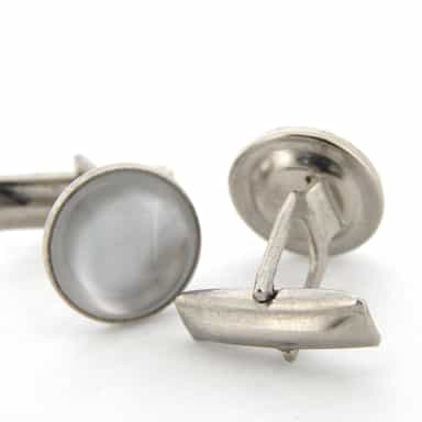 GENUINE STAINLESS STEEL SILVER ENAMEL CUFFLINK SET (SKU BTCL006N)