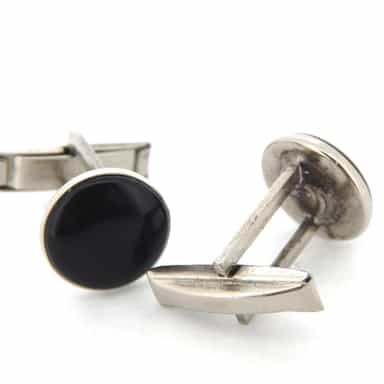 STAINLESS STEEL BLACK ENAMEL CUFFLINK SET (SKU BTCL002N)