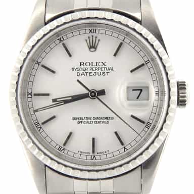 Mens Rolex Stainless Steel Datejust White 16220 (SKU BE373429NMT)