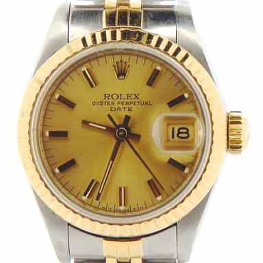 Ladies Rolex Two-Tone 18K/SS Date Champagne  69173 (SKU 8250015NMT)