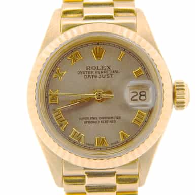 Ladies Rolex 18K Yellow Gold Datejust President Gray Slate Roman 6917 (SKU 3172168NPRZMT)