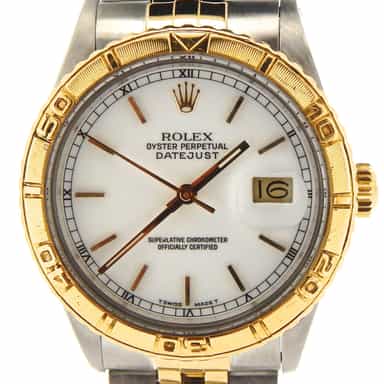 Mens Rolex Two-Tone 18K/SS Datejust Turn-O-Graph White  16263 (SKU 8621978MT)