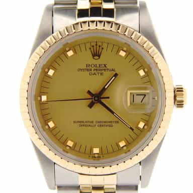 Mens Rolex Two-Tone 18K/SS Date Champagne  15053 (SKU 9662684N)