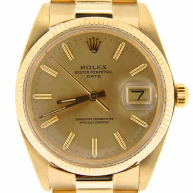 Mens Vintage Rolex 14K Yellow Gold Date Watch Ref. 1503 34mm (SKU 6196018NBMT)