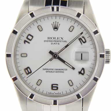 Mens Rolex Stainless Steel Date White Arabic 15210 (SKU X597399NJUBMT)