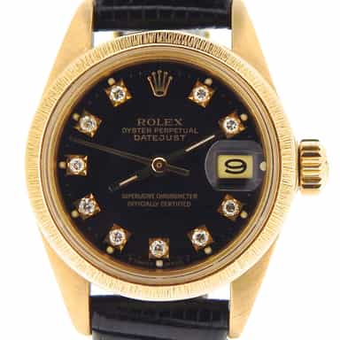 Ladies Rolex 18K Yellow Gold Datejust Black Diamond 6927 (SKU 6520535NBLKMT)