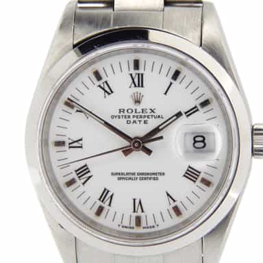 Mens Rolex Stainless Steel Date White Roman 15200 (SKU W289439NMT)