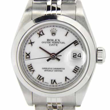 Ladies Rolex Stainless Steel Date White Roman 79160 (SKU P743013NMT)