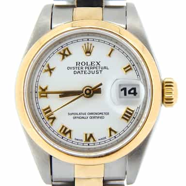 Ladies Rolex Two-Tone Datejust White Roman 69163 (SKU U994794NOYSMT)