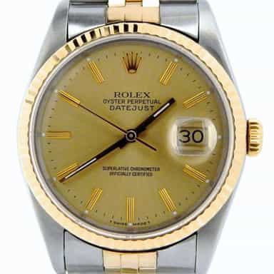Mens Rolex Two-Tone Datejust 16233 Watch with Gold Champagne Dial (SKU L971975NJUBBCMT)
