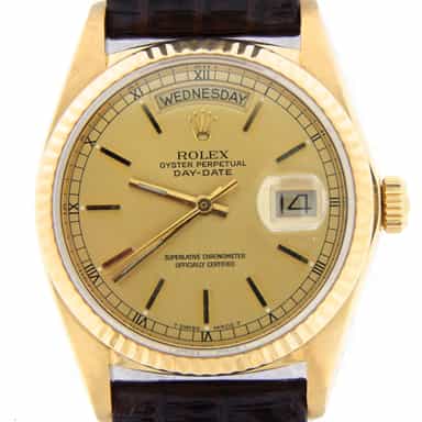 Mens Rolex 18K Gold Day-Date Watch Gold Champagne Dial 18038 (SKU 5907799NBRNMT)