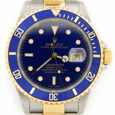 Mens Rolex Two-Tone 18K/SS Submariner Blue  16613T (SKU Z433029NNMT)