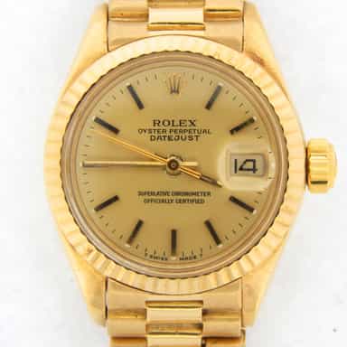 Ladies Rolex 18K Yellow Gold Datejust President Champagne 6917 (SKU 4083389MT)