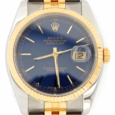 Mens Rolex Two-Tone 18K/SS Datejust Blue 116233 (SKU F493178GNBCMT)