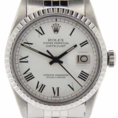 Mens Rolex Stainless Steel Datejust White Roman 16030 (SKU B6508040NMT)