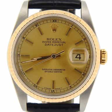 Mens Rolex Two-Tone 18K/SS Datejust Champagne  16233 (SKU L958121NBLKBCMT)