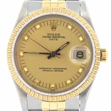 Mens Rolex Two-Tone 18K/SS Date Champagne  15053 (SKU 7499972MT)