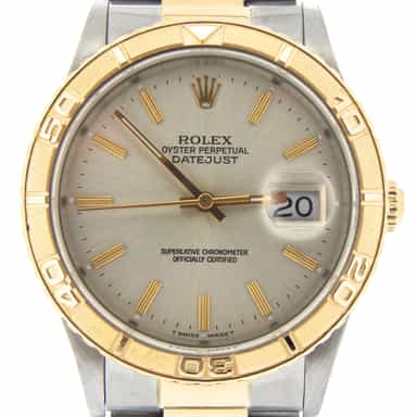 Mens Rolex Two-Tone 18K/SS Datejust Turn-O-Graph Silver  16263 (SKU E563558MT)