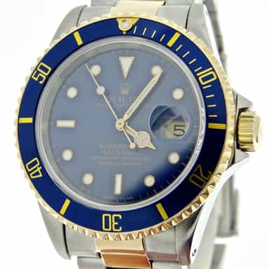 Mens Rolex Two-Tone 18K/SS Submariner Blue  16613 (SKU S459543BCMT)