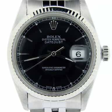 Mens Rolex Stainless Steel Datejust Black 16014 (SKU B635606NMT)