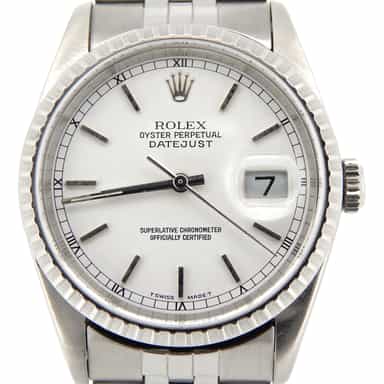 Mens Rolex Stainless Steel Datejust White 16220 (SKU BE373429NAJMT)