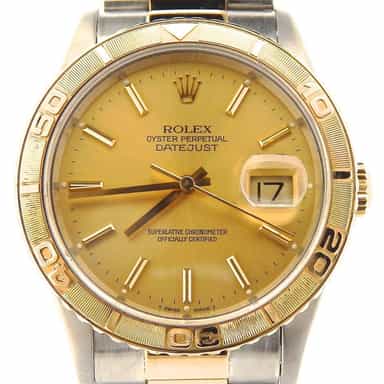 Mens Rolex Two-Tone 18K/SS Datejust Turn-O-Graph Champagne  16263 (SKU U782383NMT)
