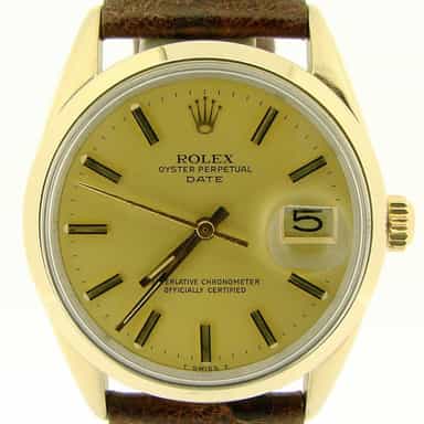 Mens Rolex 14K Gold Shell Date Champagne 1550 (SKU 6074234NMT)